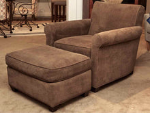 Crate & Barrel Olive Brown Corduroy Upholstered Chair with Matching Ottoman
