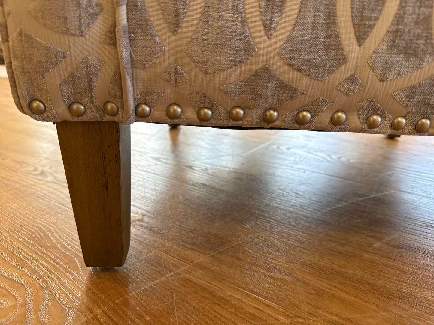 Jofran Pair of 'Quinn' Wing Chairs in Geometric Silver Fabric