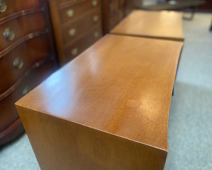 Pair of Red Lion Solid Mahogany MCM Style Nightstands