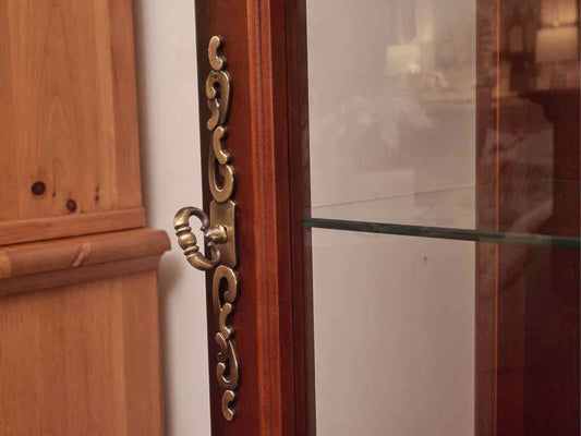 Cherry Display Lighted Cabinet with 5 Glass Shelves