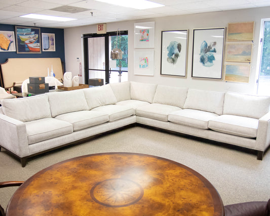 Custom Wood Base Seven Cushion Sectional