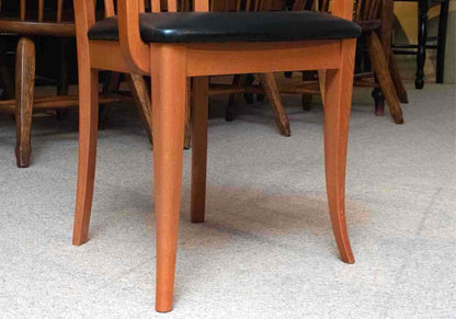 Set Of 7 A.Sibau Italy Cherry Dining Chairs With Bonded LeatherSeat Cushions