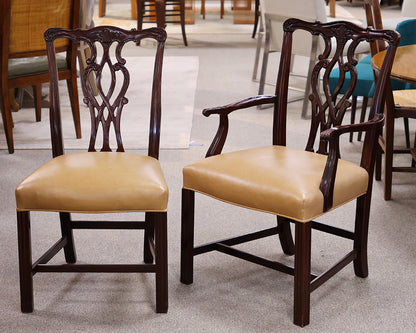 Set of 10 Councill Mahogany Dining Chairs with Butterscotch Leather Seats