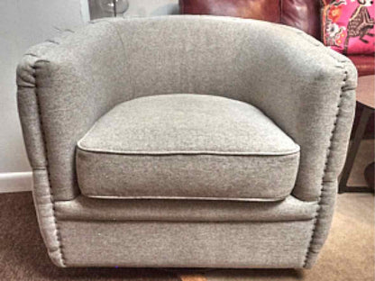 Pair of Dove Grey Upholsteted Swivel Chairs