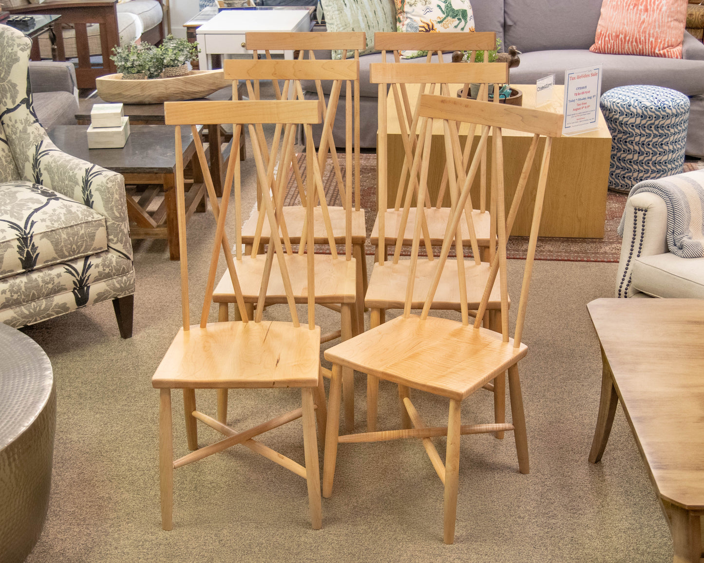 Set of 8 Gat Creek Addison Dining Chairs in Cherry with Natural Finish