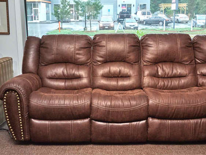 Flexsteel Leather Suede 6 Cushion 3 Power Recliner Sectional