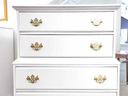 French & Heald Arctic White Finish 5 Drawer  Chest on Chest