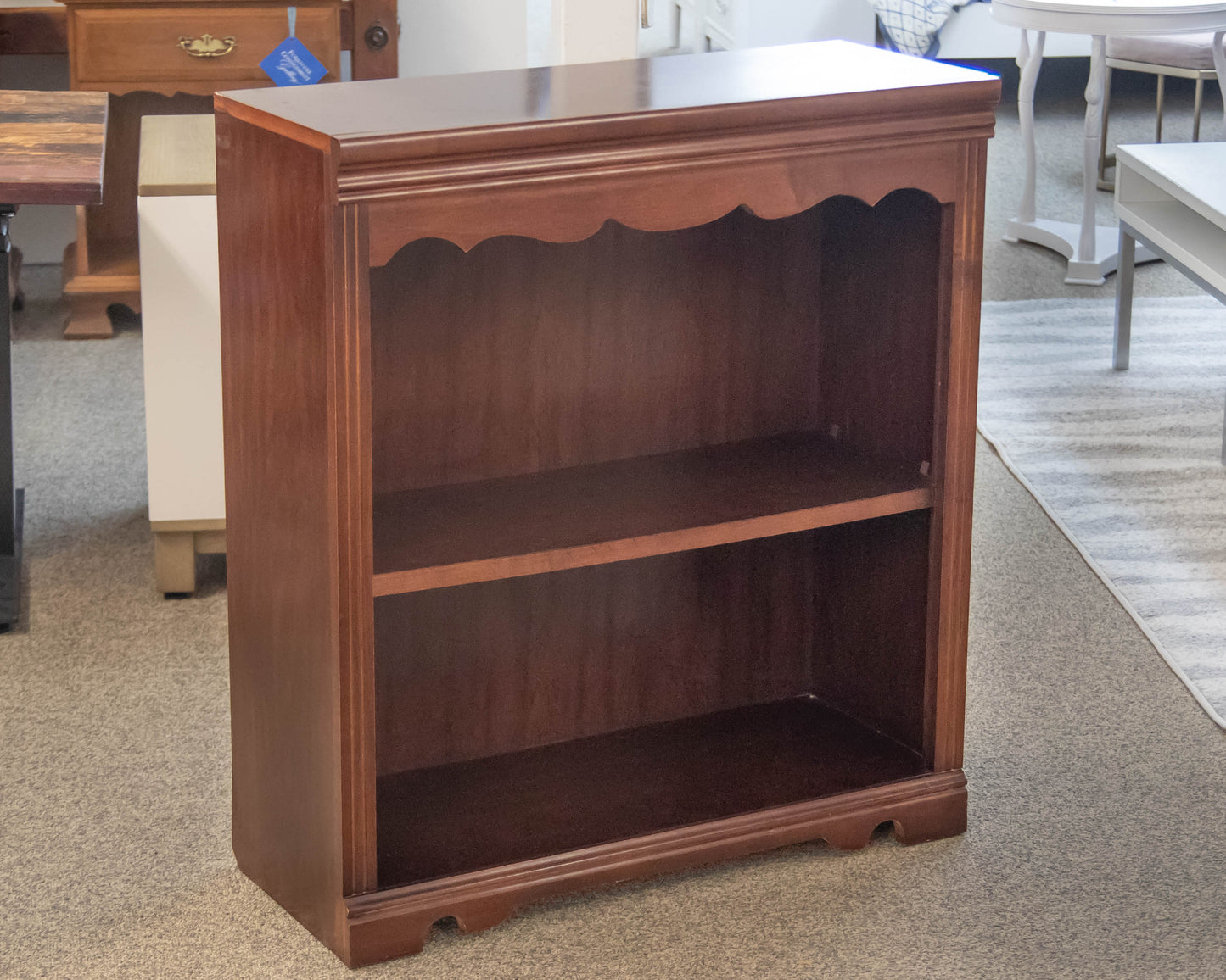 Cherry Veneer Two Shelf Bookcase