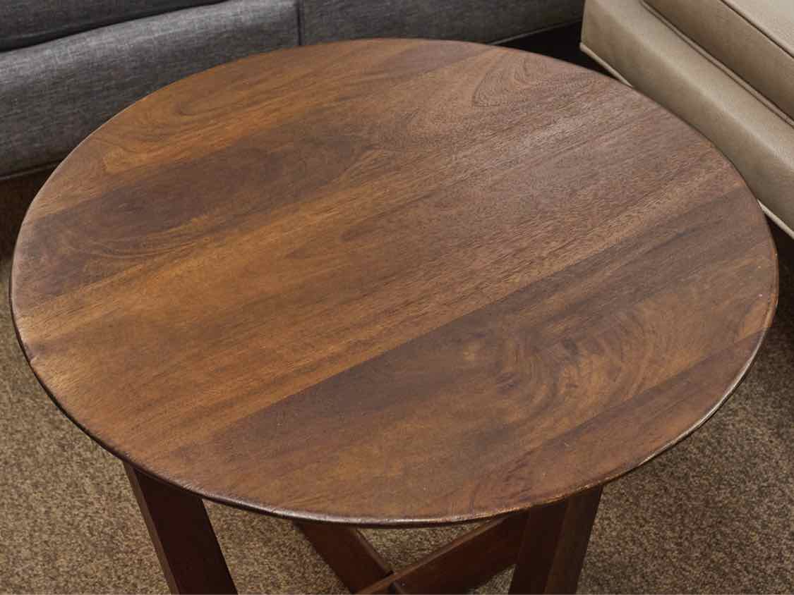 Mid Century Style Round Walnut Side Table