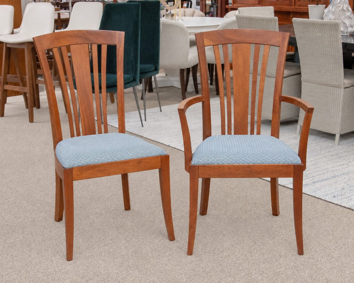 Stickley Mission Drawtop Dining Table in Cherry & Set of 6 Bayonne Dining Chairs