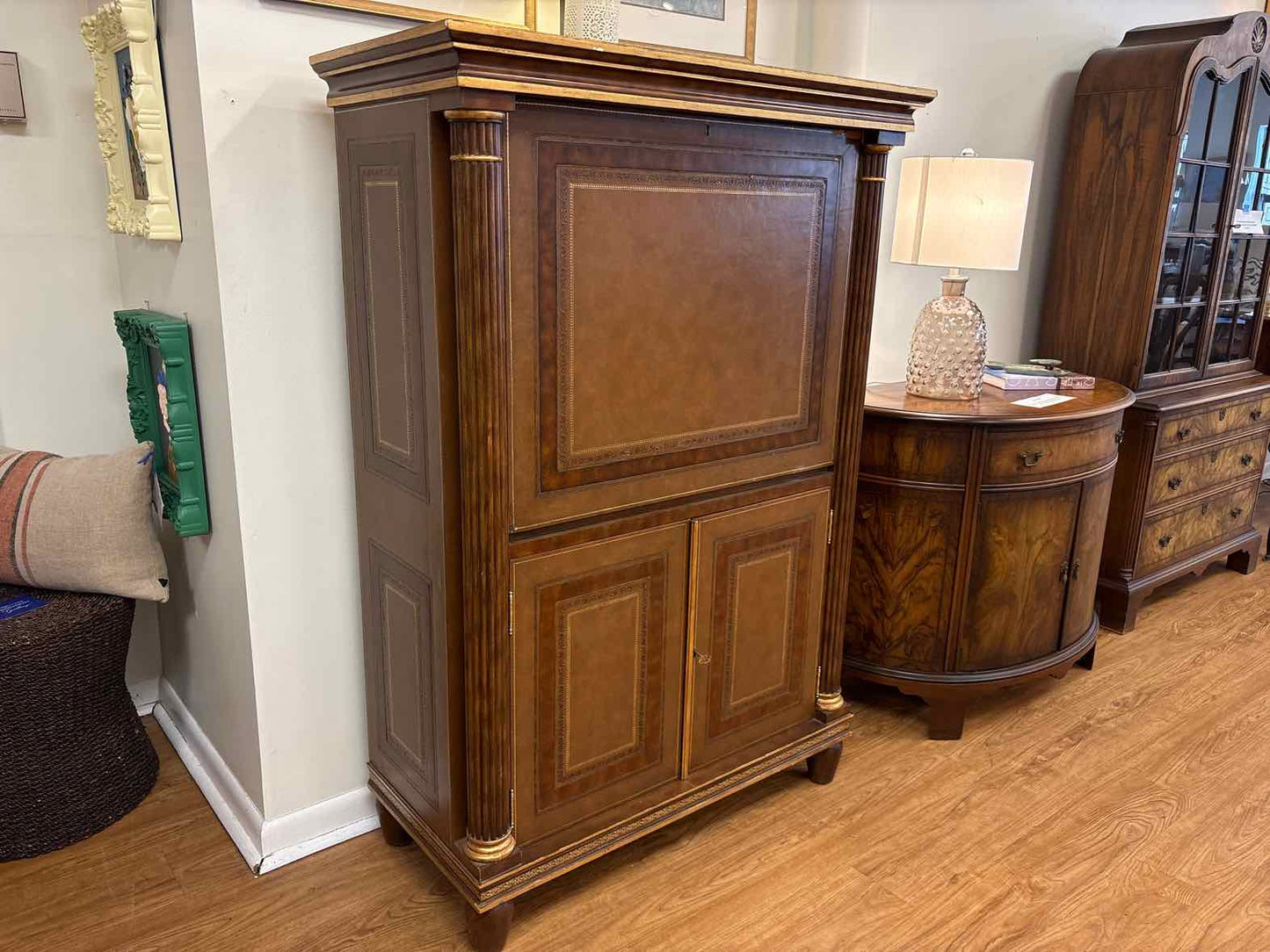 Maitland-Smith Biedermeier-Style Leather Secretary Desk