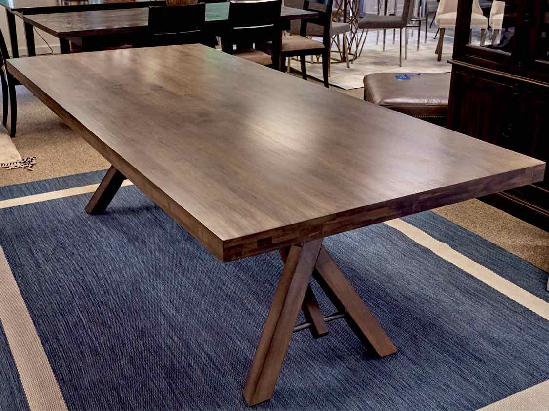 Saloom Furniture Quincy XL Dining Table in Nantucket Finish & Steel