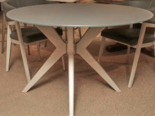 Canadel  Round Frosted Glass Top Metal Legs Table &  4 Chair Set