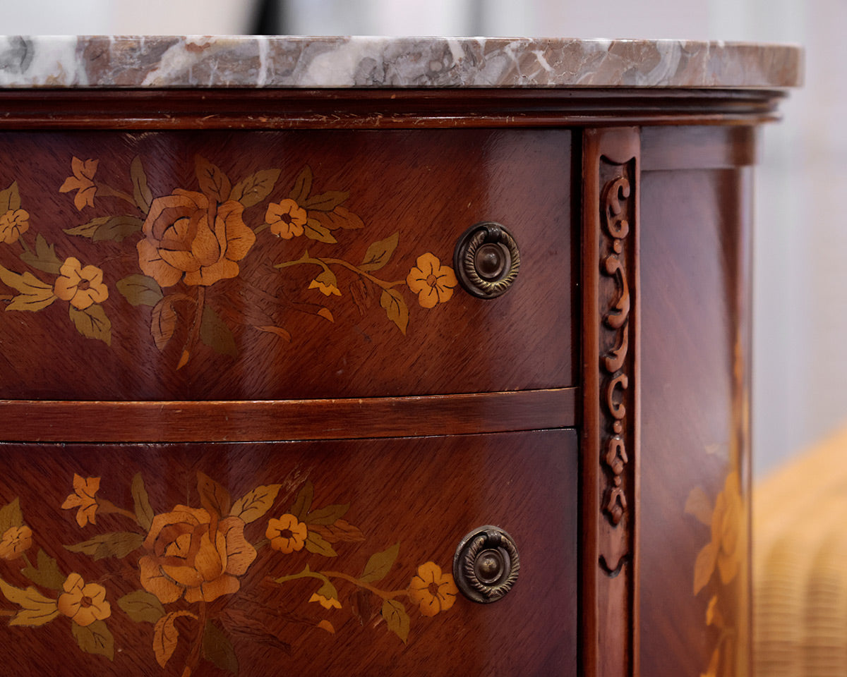 Antique Small Demi Lune Stone Top Accent Table
