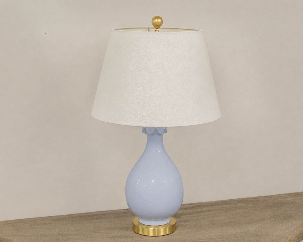 Hyacinth Porcelain Table Lamp with Gold Base & Finial