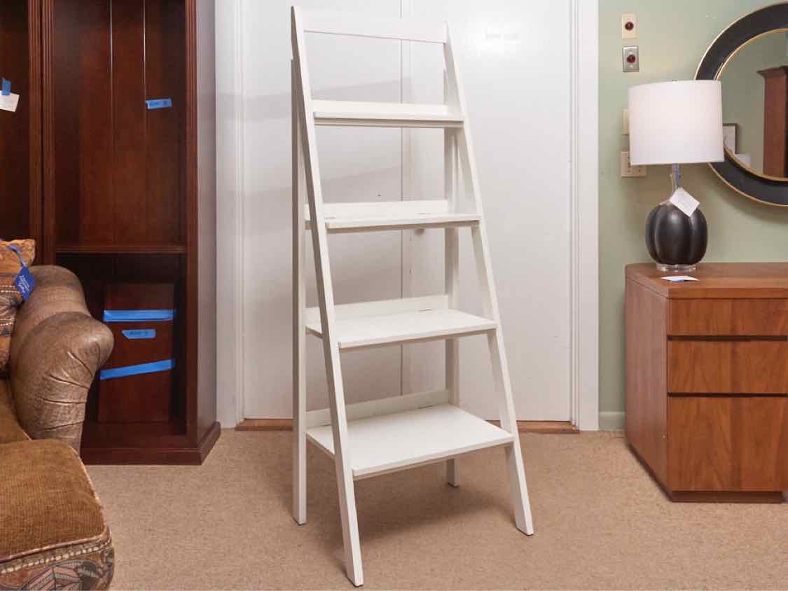 White Finish 4 Shelf Ladder Etagere