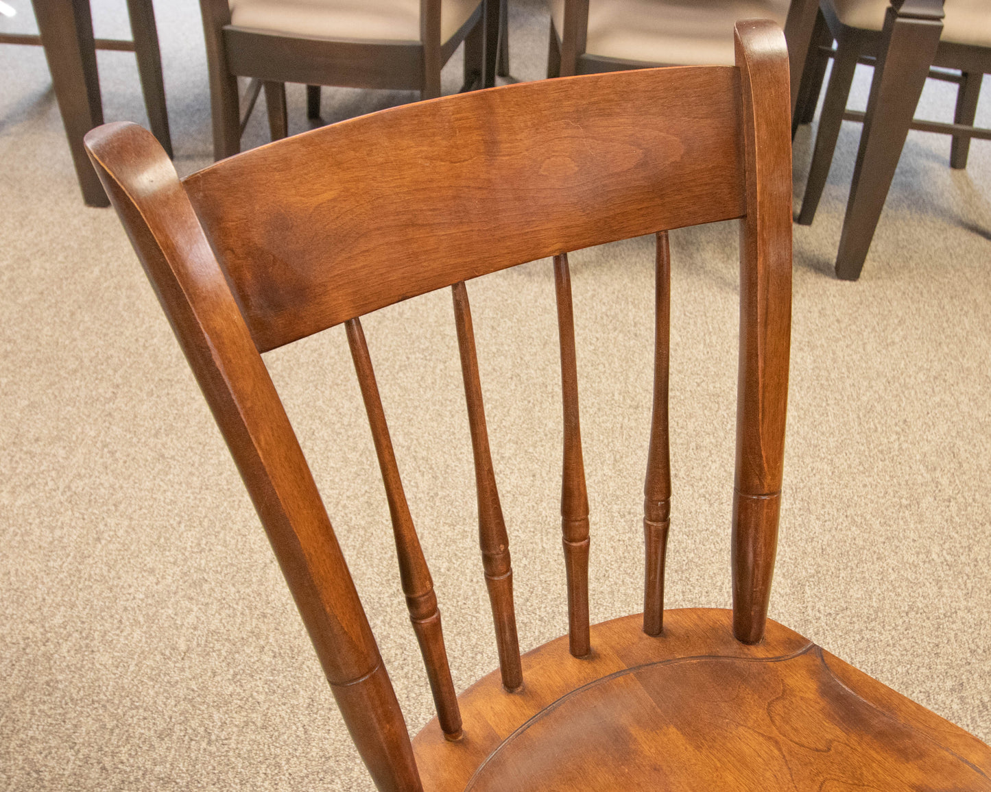 Nichols & Stone Set Of 6 Thumb-Back Maple Spindle Dining Chairs