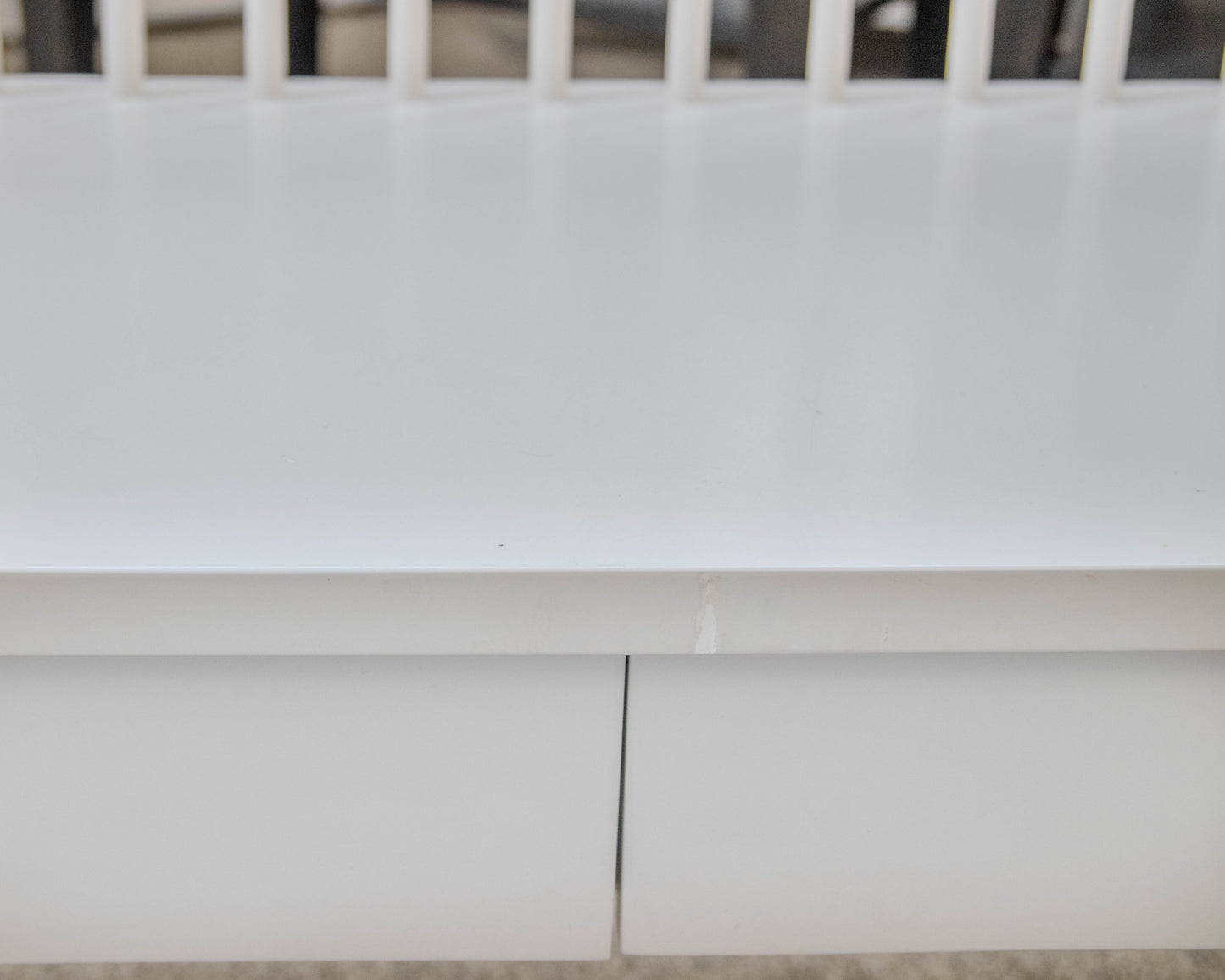 Land of Nod Modern White Armless Windsor Bench with Storage Drawers