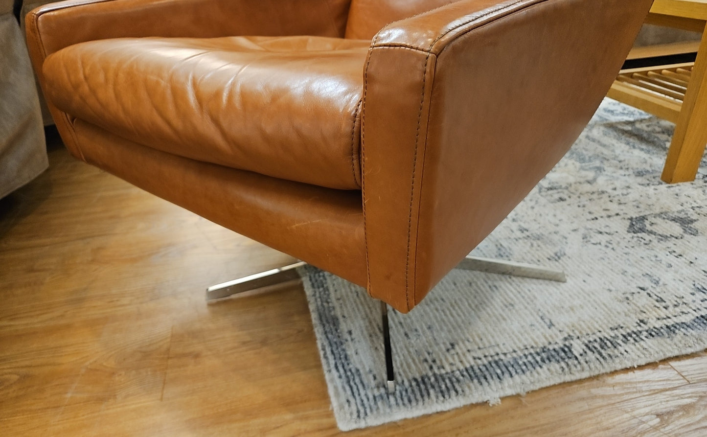 West Elm 'Austin' Leather Chair and Ottoman