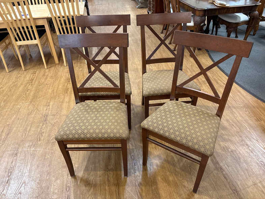 Set of 4 Arhaus Cross Back Upholstered Dining Chairs