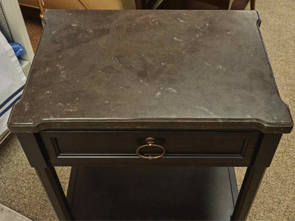 Pair of Universal Black Nightstands W/ Stone Tops