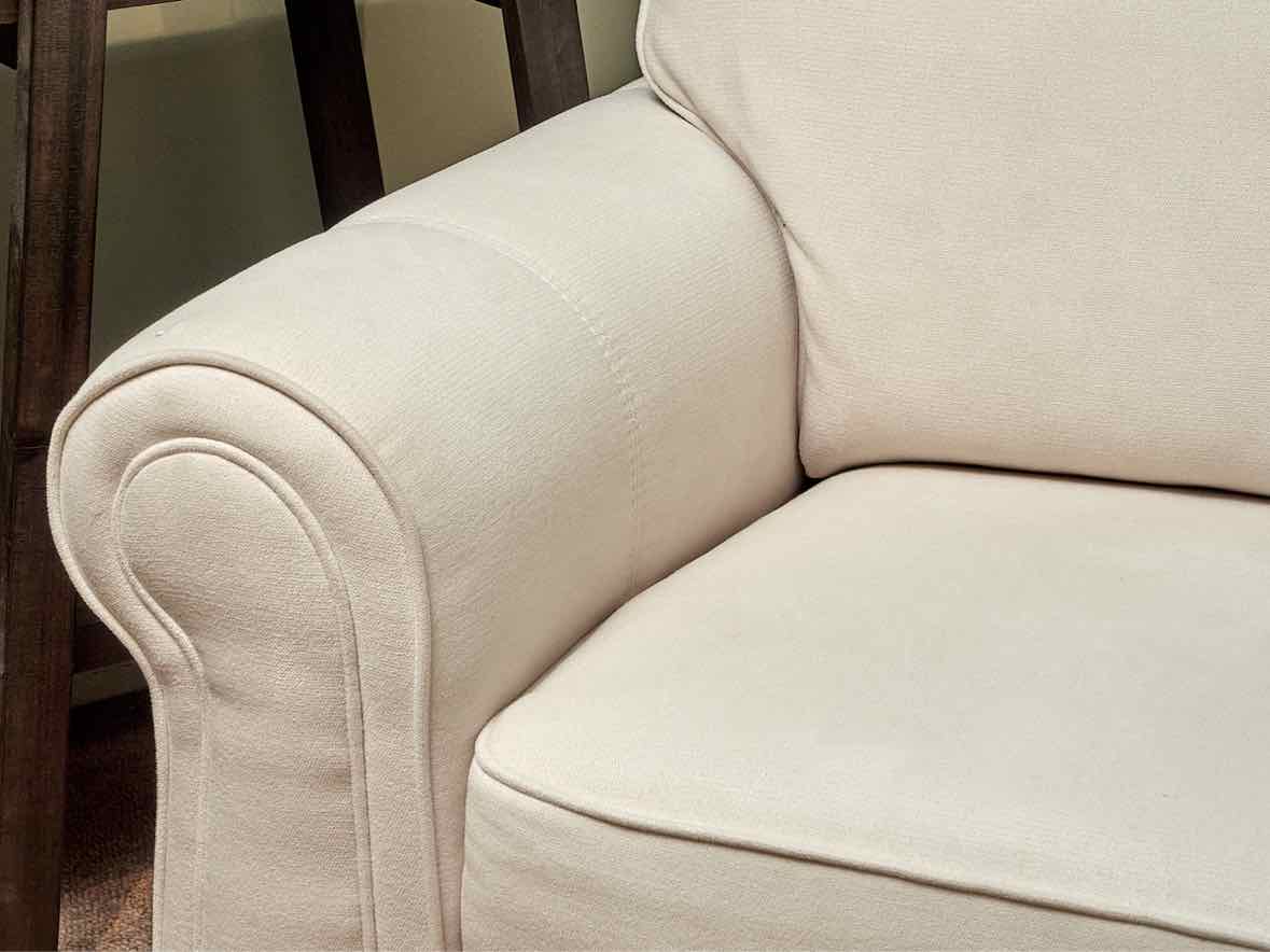 Ivory Upholstered  Rolled Arm Loveseat