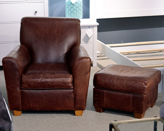 Bauhaus Leather Chair and Ottoman