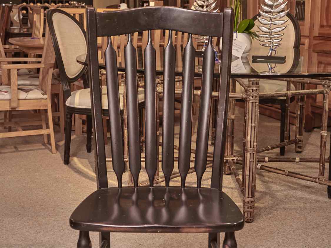 Maple Top Distressed  Black Finish Turned Legs Dining Table & 6 Chairs