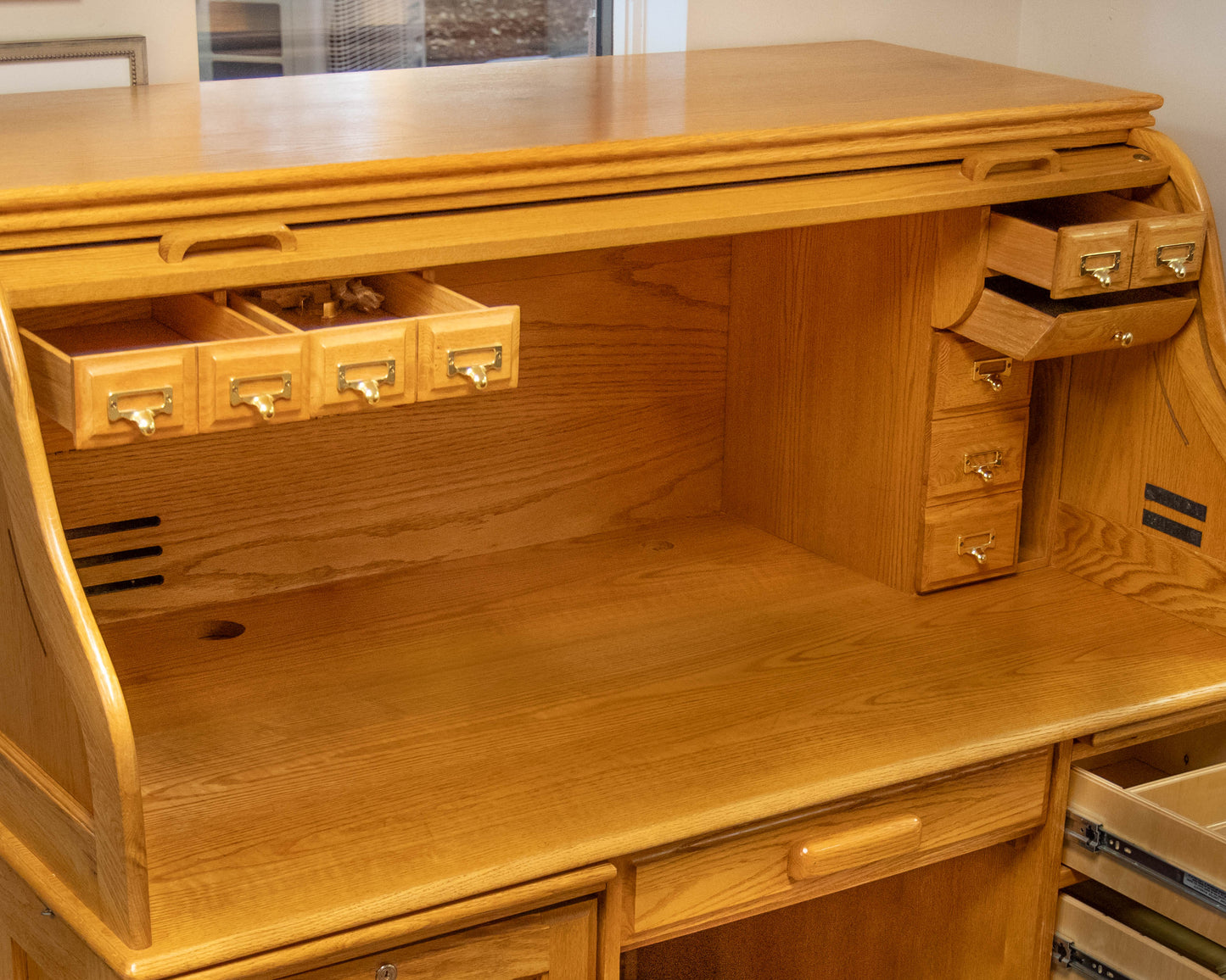 Golden Oak Roll-Top Desk