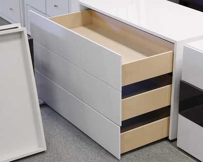 Three Drawer White Lacquer Nightstands