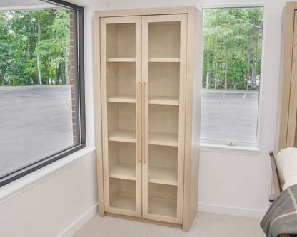 Arhaus 'Bodhi' Two Glass Door Display Cabinet in Grey Wash