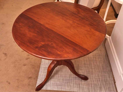 Cherry Round Tilt Top Pedestal Accent Table