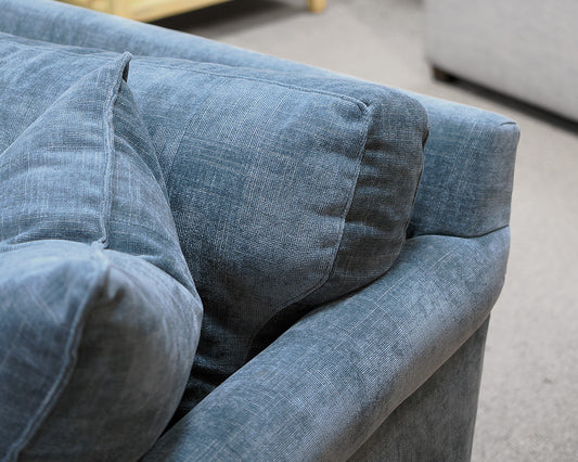 Vanguard Blue Velvet Three-Cushion Sofa