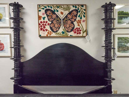 Noir 'Ferret' Queen Four Post Bed in Rubbed Black Finish