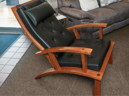 Thomas Moser Cherry Frame Black LeatherCushion   Recliner & Ottoman