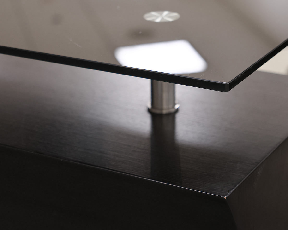 Wood Bar w/ Glass Top