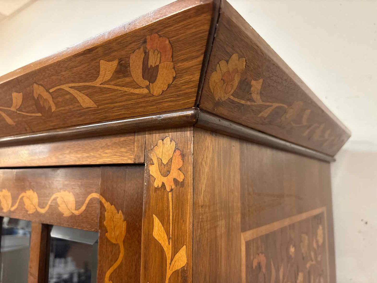 Antique Biedermeier 2-Piece Inlaid Cabinet