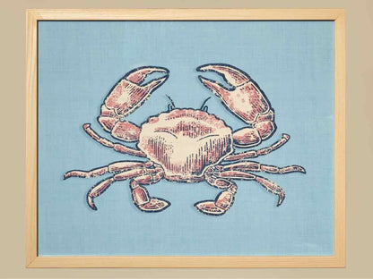 Framed Giclee: "Crab on Blue Linen"