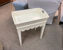 Ivory Side Table with Storage Tray on Top