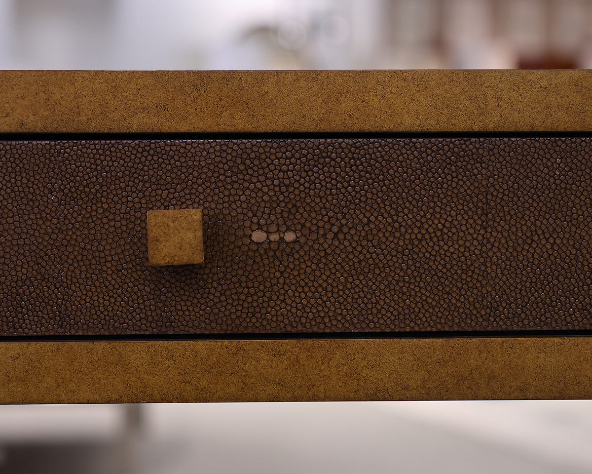 "Frank" Console in Burnished Gold Finish and Copper Shagreen