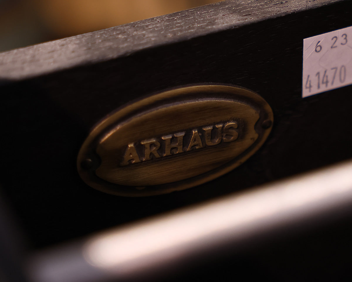 Arhaus Telegrah 4-Drawer Tall File Cabinet in Ebony Finish with Brass Hardware
