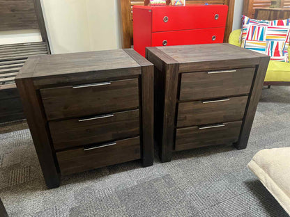 Pair of Dark Distressed Nightstands