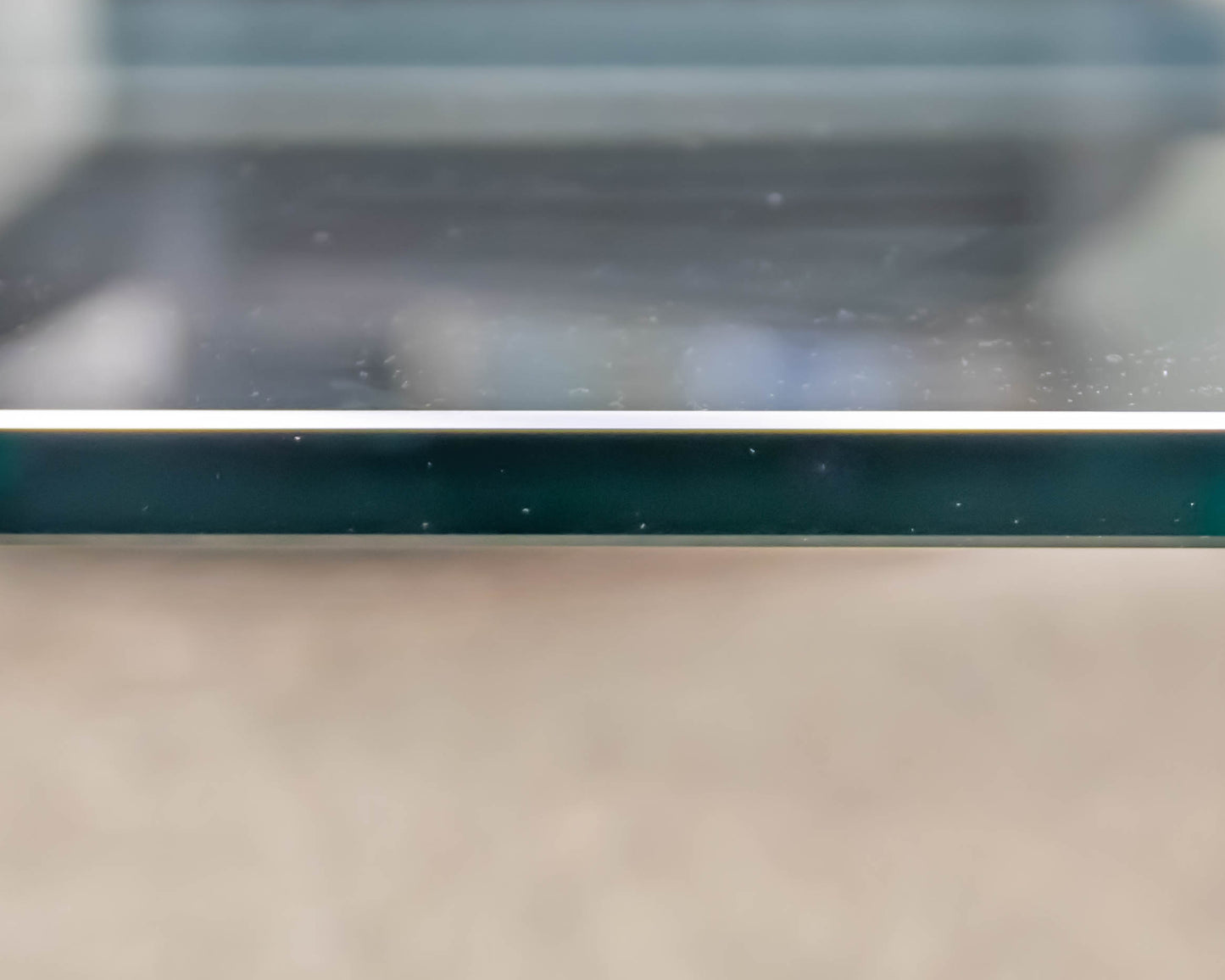 Cocktail Table with Thick Glass Top on Steel Base