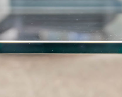 Cocktail Table with Thick Glass Top on Steel Base
