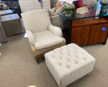 Restoration Hardware Deconstructed Arm Chair and Ottoman Set