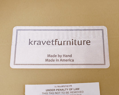 Pair of Kravet Oatmeal Leather Tub Chair w/ Sliver Bun Feet