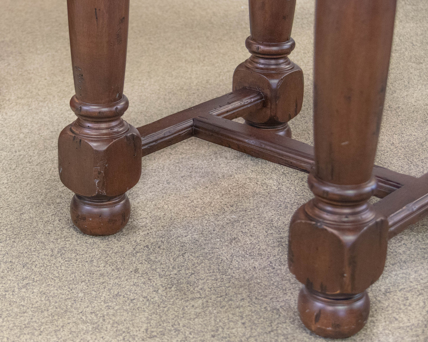 Fremarc English Distressed Round  Wood Side Table