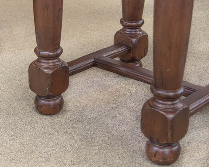 Fremarc English Distressed Round  Wood Side Table