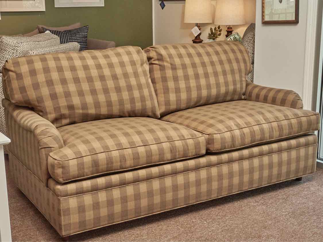 Brown Check Plaid Full Sleeper Sofa Includes 2 Toss Pillows
