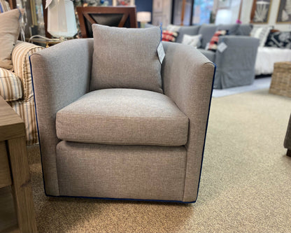 Pair of Crate & Barrel 'Drew' Swivel Chairs in Grey